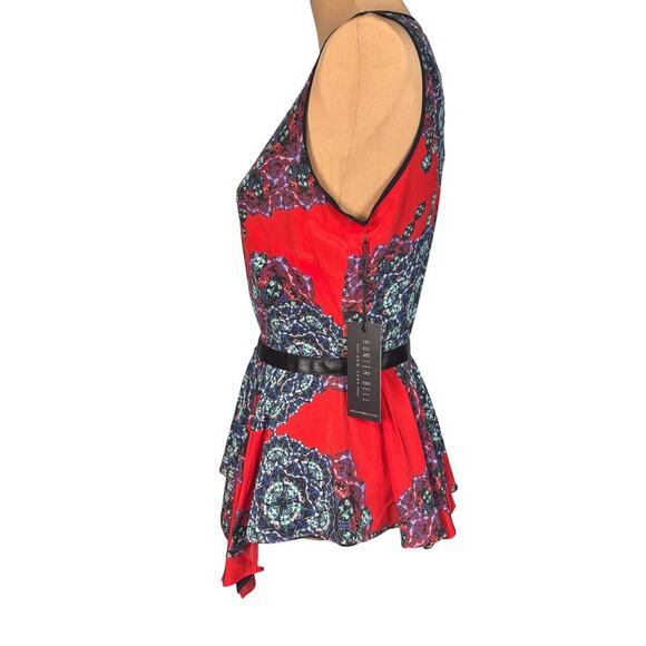 NWT Hunter Bell New York Peplum Silk Leather‎ Blouse Size 6 - Picture 3 of 7